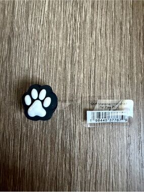 Authentic CROCS Jibbitz™ Shoe Charm Black with White Paw Print- NWT